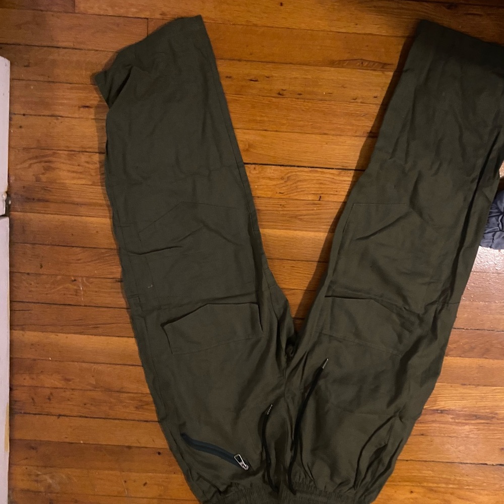 Green cargos front pocket